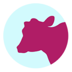 Plum cow on light blue icon